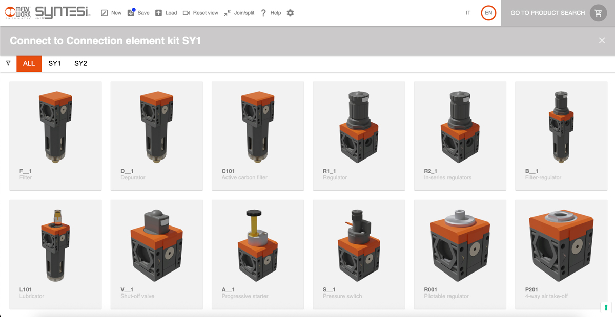 Syntesi configurator product menu
