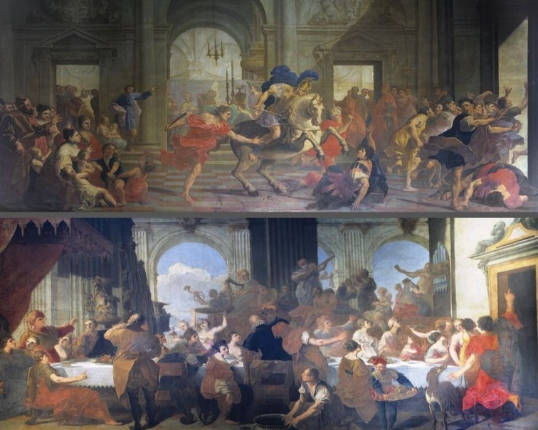Expulsion of Heliodorus and Banquet of Baldassarre - Giuseppe Tortelli